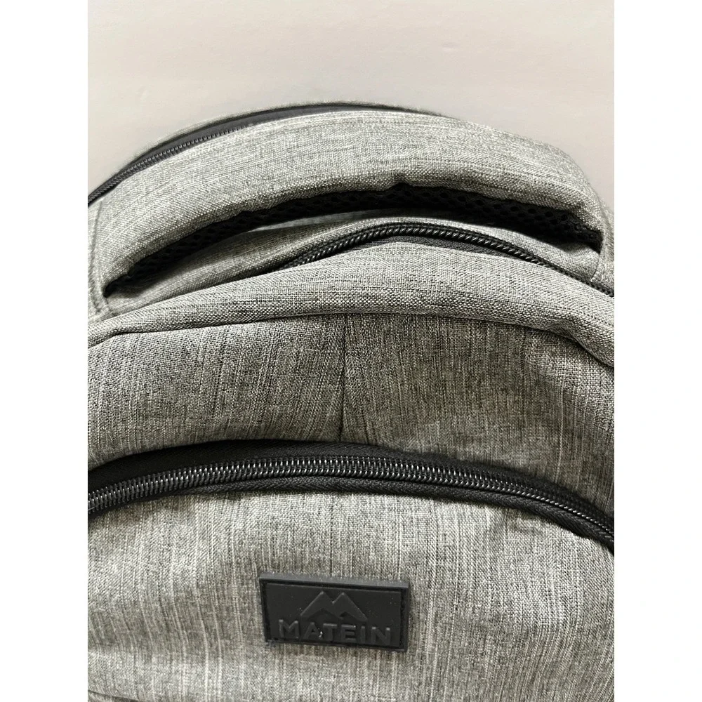 Matein Travel Laptop Backpack Gray Polyester USB Port New Lifetime Warranty